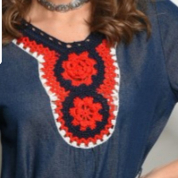 Chambray Embroidered Dress - Picture 2 of 2